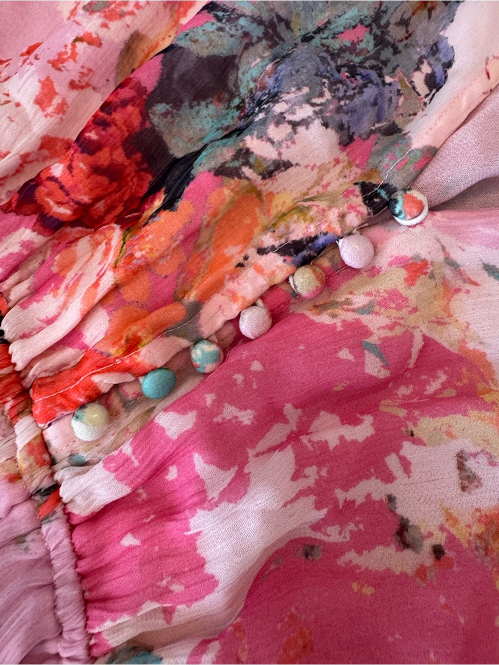 HEMANT & NANDITA x REVOLVE Sage Floral Romper Pink Boho XS Missing Sash $298 - Picture 4 of 12